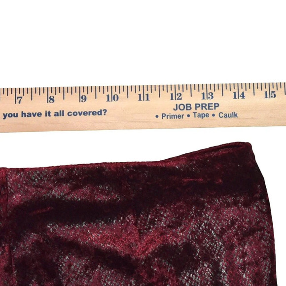 VINTAGE EXPRESS || Glam Velour Mixed Texture Snakeprint Ox Blood Flowy Pants 3 4 - Picture 3 of 10